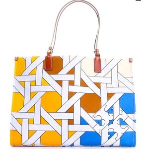 ** NWT** Tory Burch Ella Canvas Basket Weave Tote